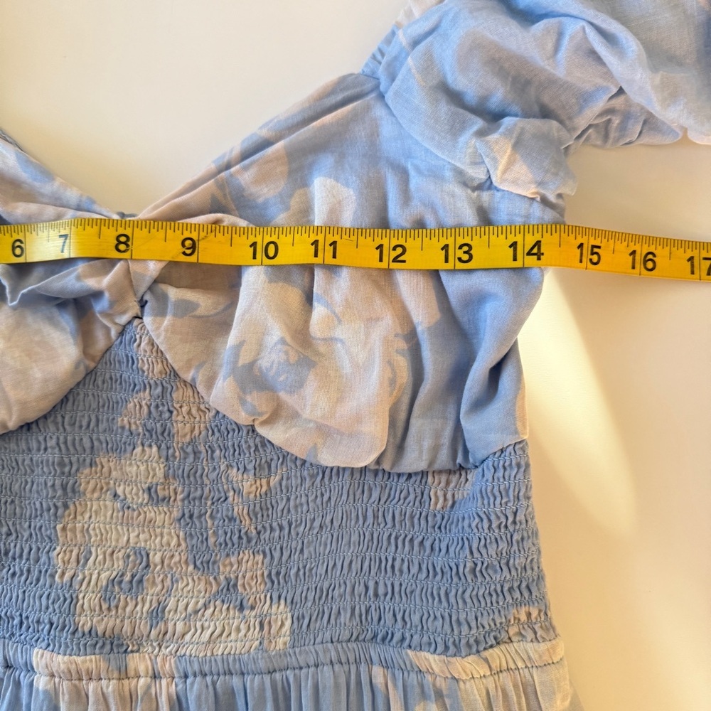 FREE PEOPLE Sundrenched Short Sleeve Maxi Dress blue and white floral Medium - Picture 11 of 14